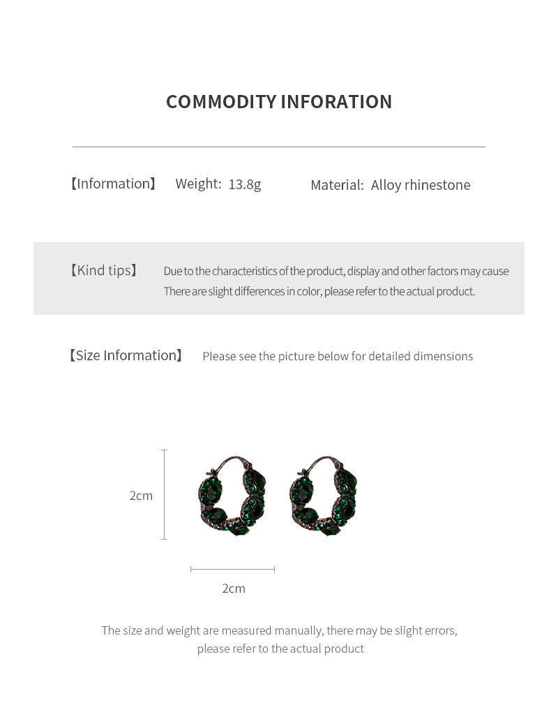 Green Emerald Crystal Hoop Earrings 6W6JER785