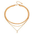 Layered Rhinestone Pendant Necklace - DippedShop Wholesale - #4275