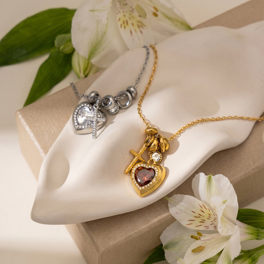 Heart Cross Pendant Necklace - DippedShop Wholesale - #6835