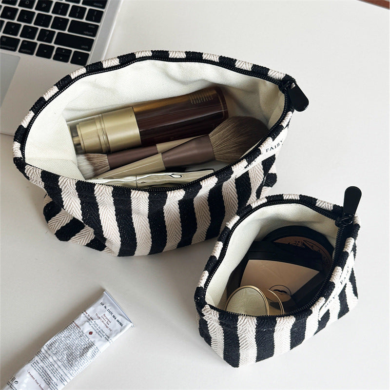 Minimalist Striped Canvas Portable Makeup Bag MK2BW6S10BOB68