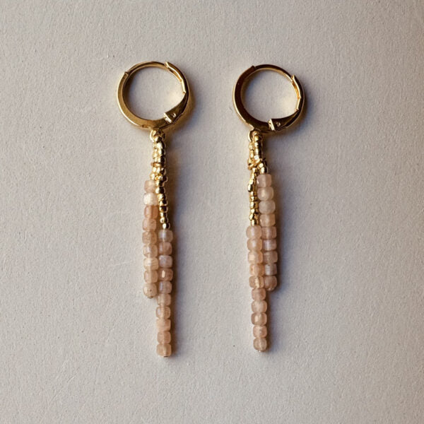 Boho Multi-Color Beaded Tassel Hoop Earrings 6W6JER952