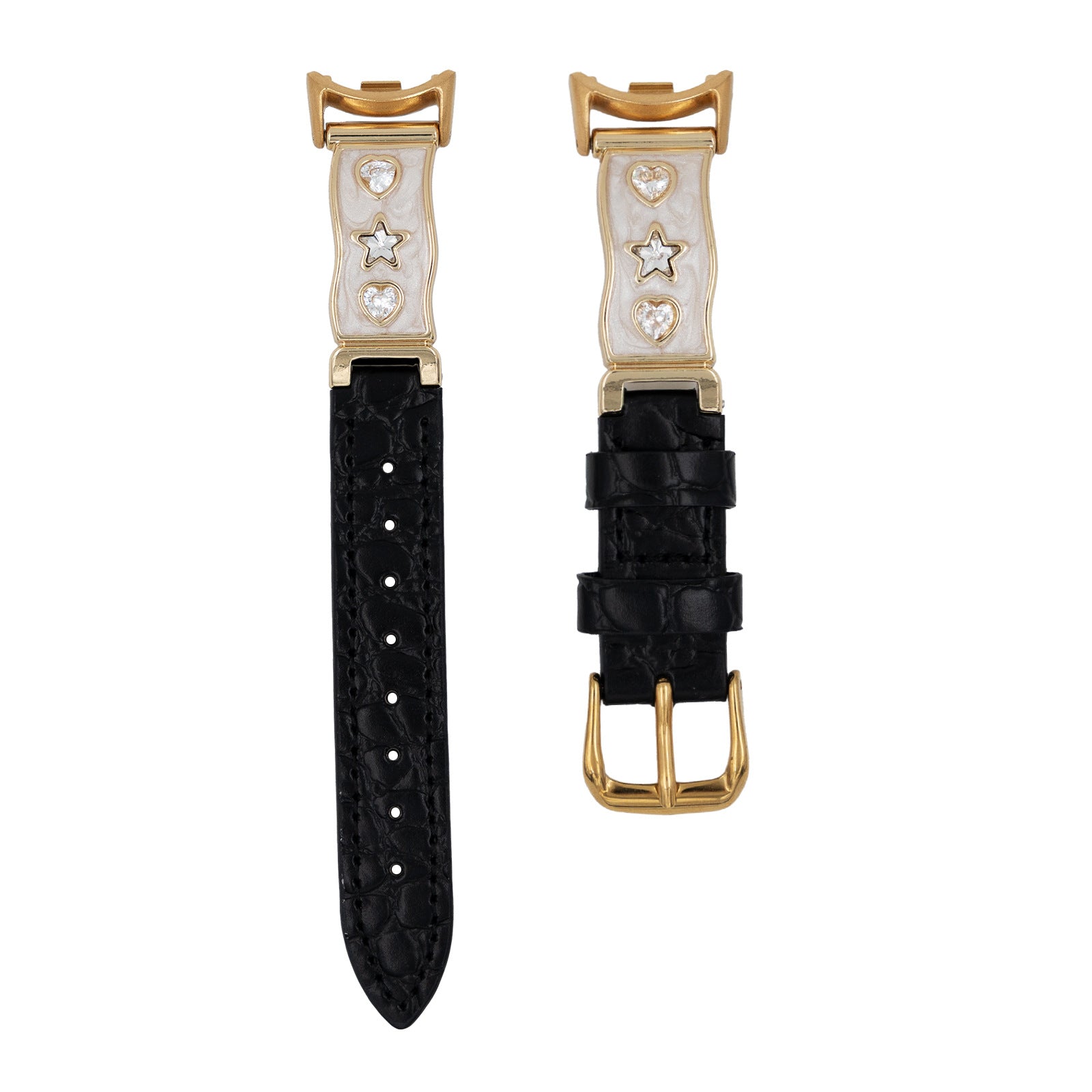 Stylish Heart Star Rhinestones PU Watch Band 6JWA117