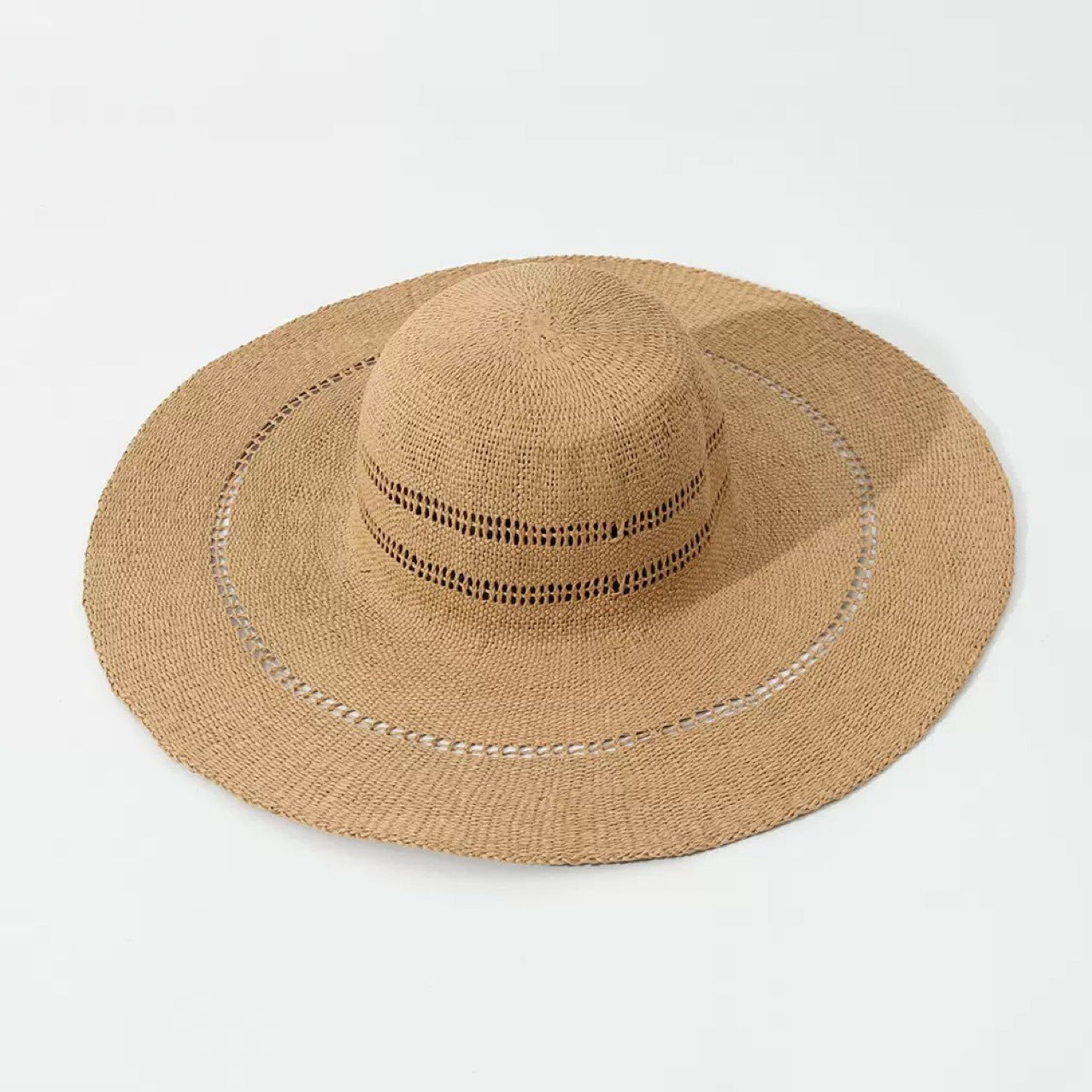 Wide Brim Foldable Straw Hat - DippedShop Wholesale - #2147
