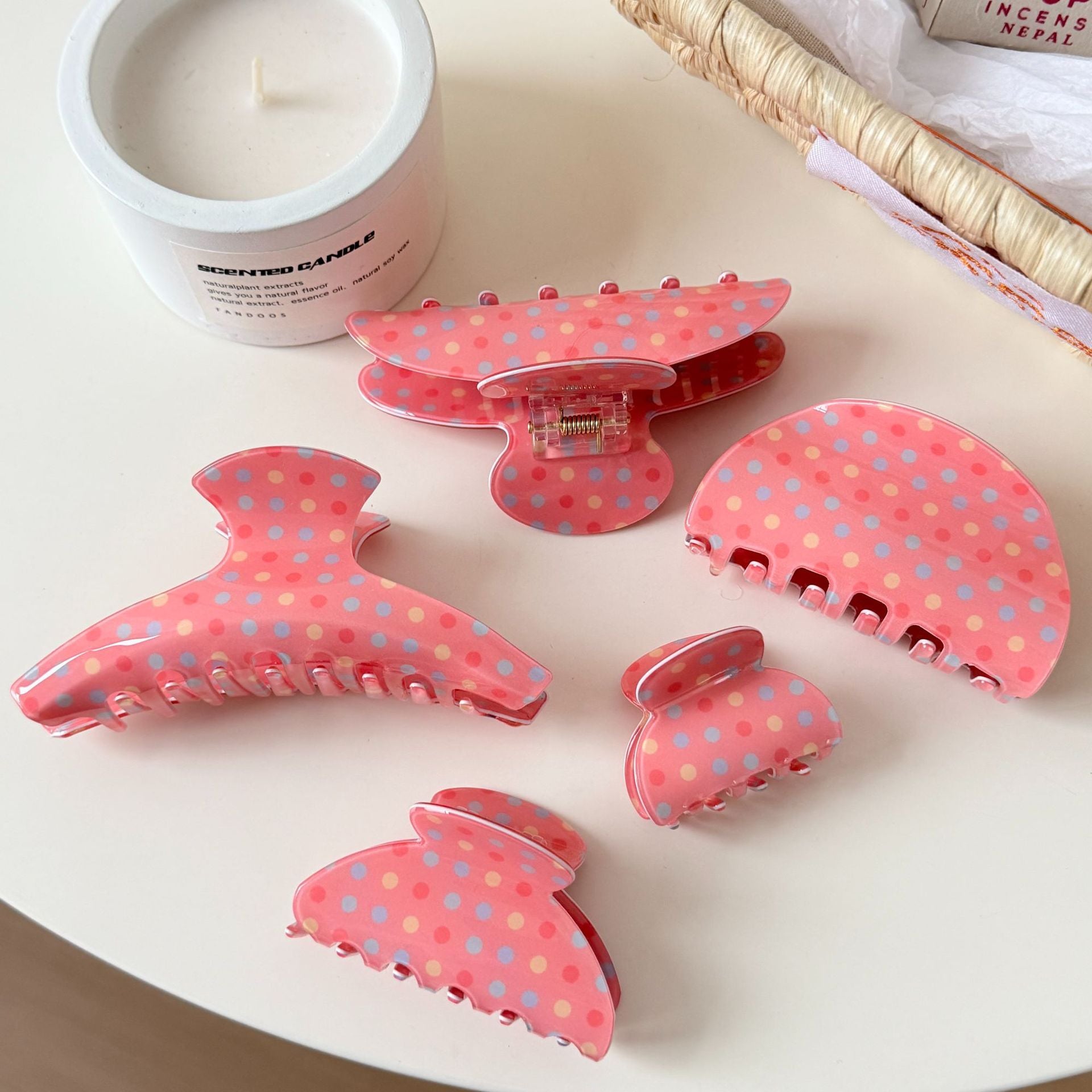 Colorful Polka Dot Hair Claw - DippedShop Wholesale - #6419