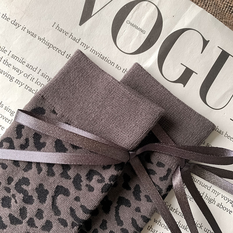 Leopard Bow Socks - DippedShop Wholesale - #5843