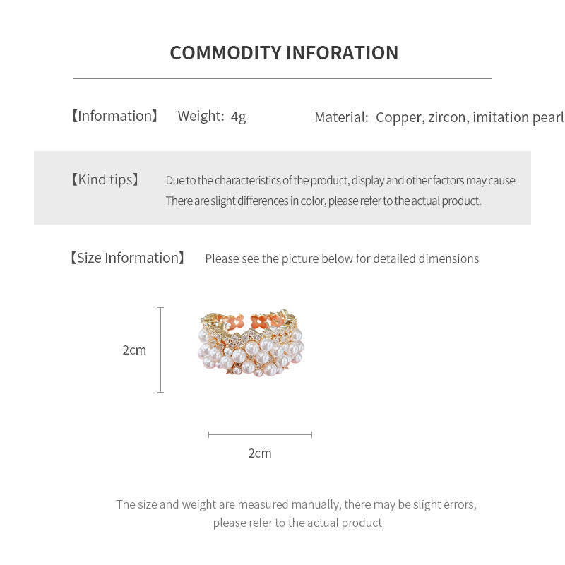 Luxury Pearl Gold Plated Cubic Zirconia Open Ring 6W6JRG383
