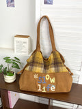 Plaid Drawstring Shoulder Bag - DippedShop Wholesale - #5667