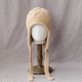 Solid Layered Cable Knit Earflap Bonnet 6W6HAT701