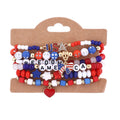 Stylish USA Flag Elastic Beaded Chain Bracelets Set 8ZA6JBR199T