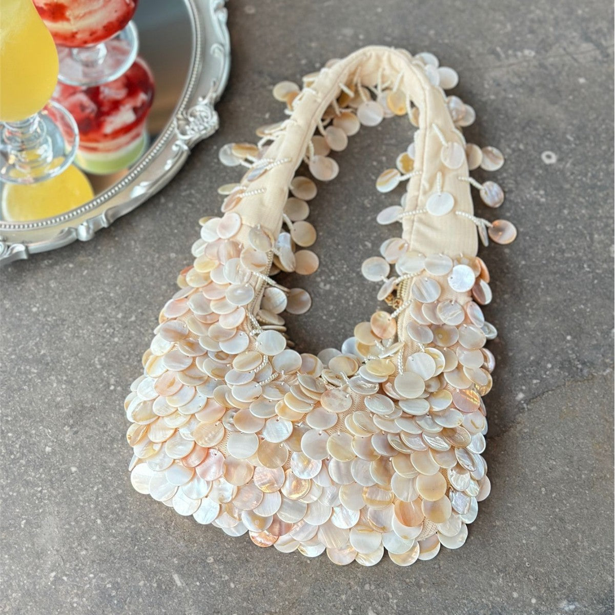 Vintage Natural Shell Handmade Evening Tote Bag 8BW6BBG414