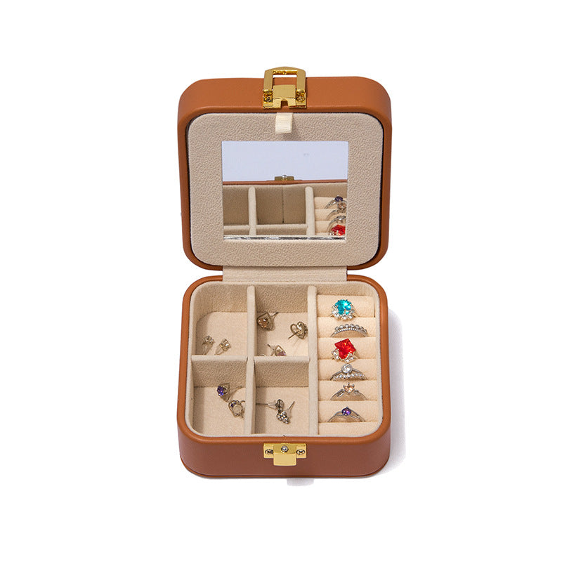 Solid Color Portable Mini Jewelry Case With Mirror DP25F858