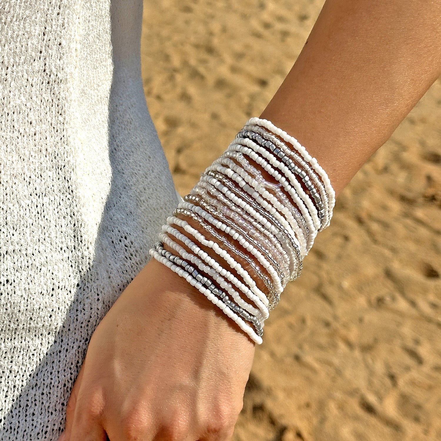 Fashion Color Block Multi-Layer Bead Bracelet Set 6W6JBR506