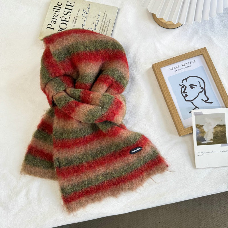 Chunky Knit Striped Scarf - DippedShop Wholesale - #7971
