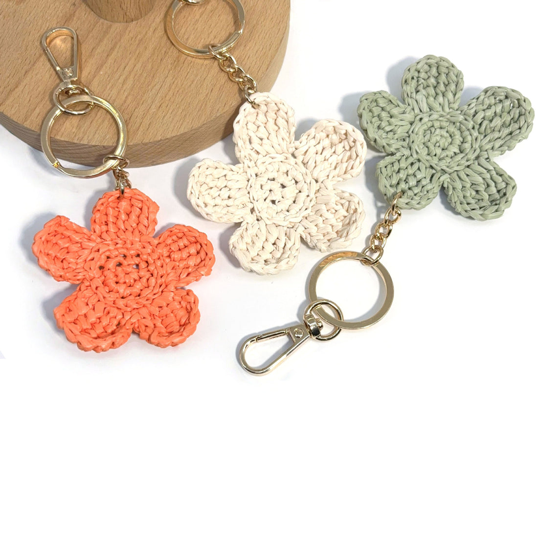 Handmade Raffia Flower Keychain - DippedShop Wholesale - #4131