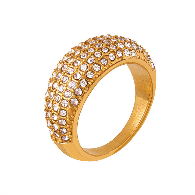 Chunky Gold Plated Sparking Zirconia Ring 8ZA6JRG143L