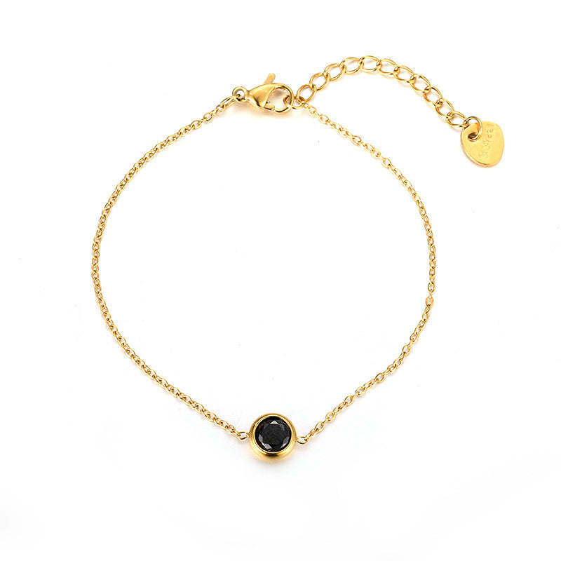 Fashion Gold Plated Cubic Zirconia Chain Bracelet 6W6JBR517