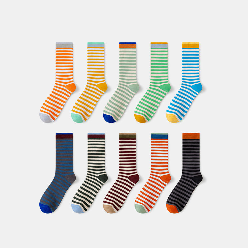 Classic Colorful Striped Mid Calf Socks 6W8FSO775