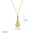 Simple Gold Plated Zirconia Tennis Racket Necklace 6W6JNC394L