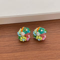 Dopamine Multi-Color Beaded Flower Stud Earrings 6W6JER601