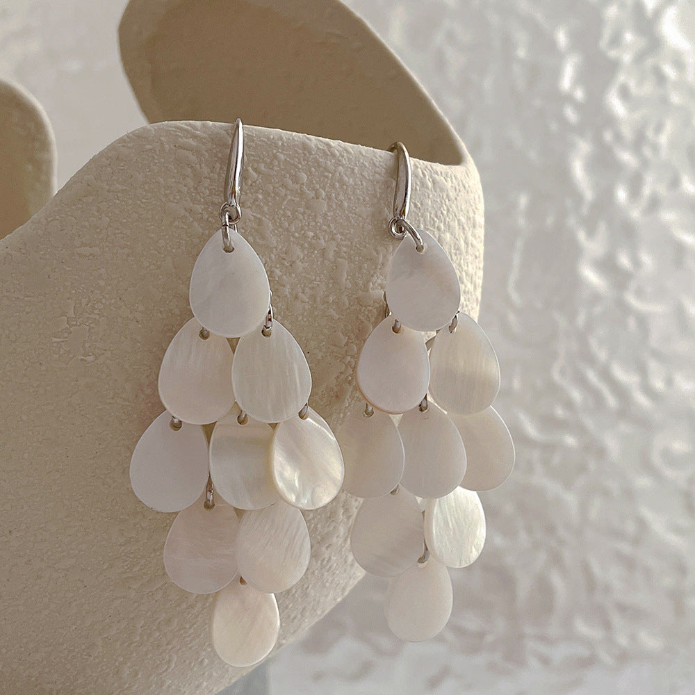 Danity Shell Teardrop Tassel Drop Earrings DP25D846