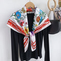 Vintage Floral Print Twill Silk Square Scarf MK2BW6W6NSI03