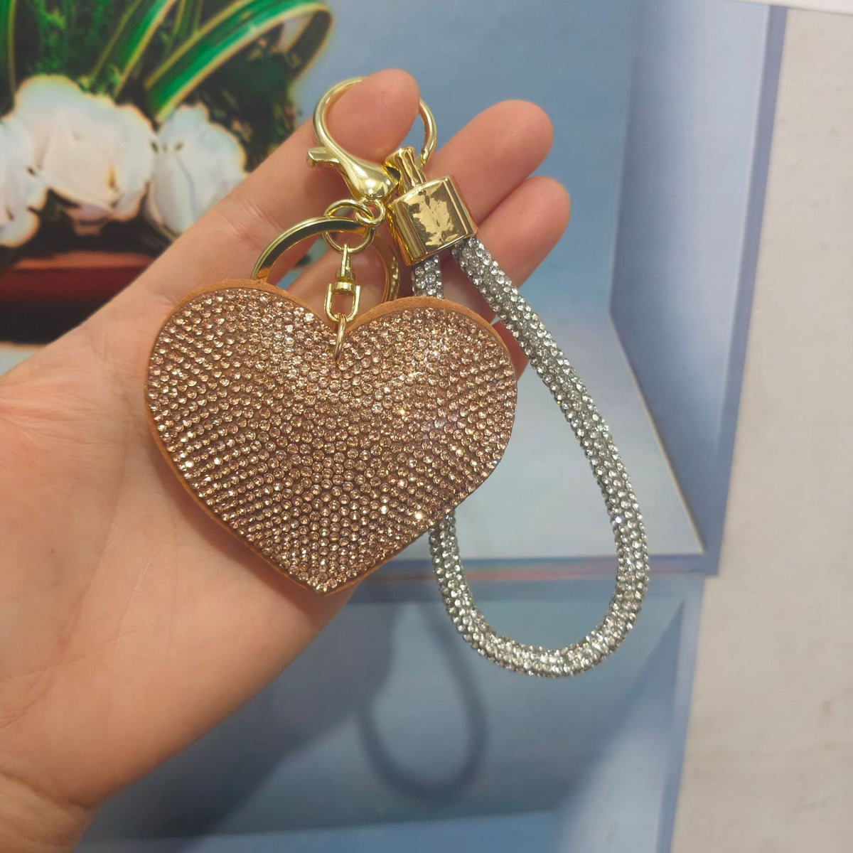 Rhinestone Heart Bag Charm - DippedShop Wholesale - #5875