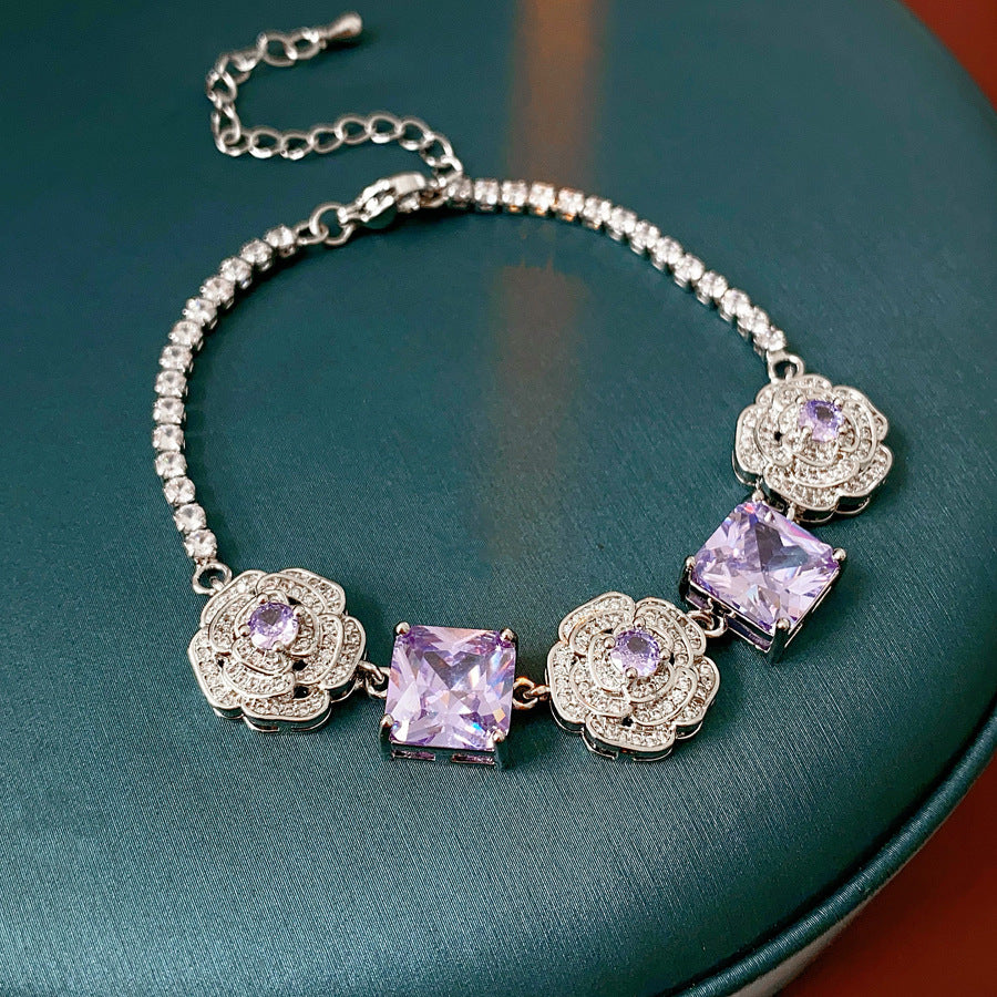Elegant Rhinestone Floral Geometry Choker Necklace 6W6JNC963