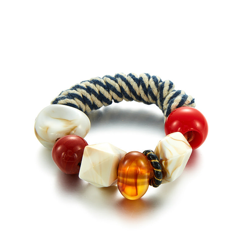 Striped Resin Bead Bracelet - DippedShop Wholesale - #3571