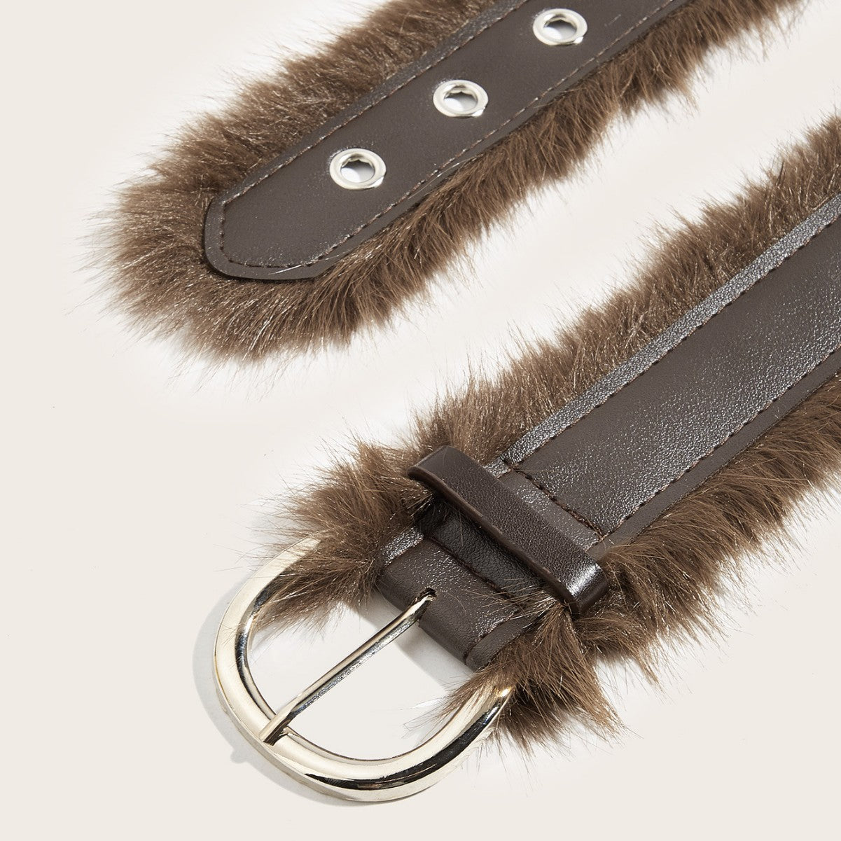 Trendy Faux Fur Wide Rivet Leather Waist Belt MK2LEEP6W6JBT55