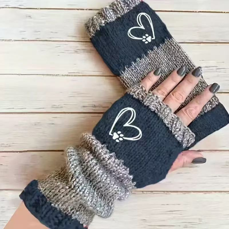 Cat Print Fingerless Gloves - DippedShop Wholesale - #5171