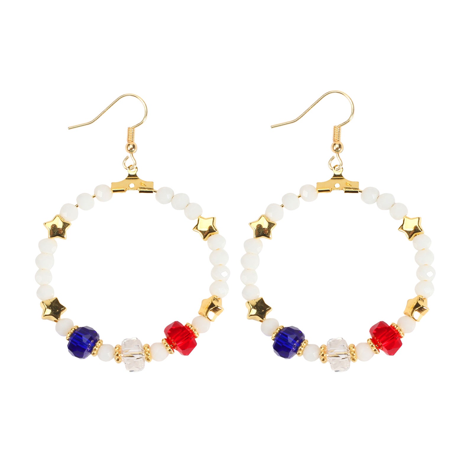 Retro Star Pendant Beaded Chain Frame Earring 8ZA6JER304L