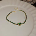 Stylish Gold Plated Rhinestones Heart Pendant Bracelet 6W6JBR708