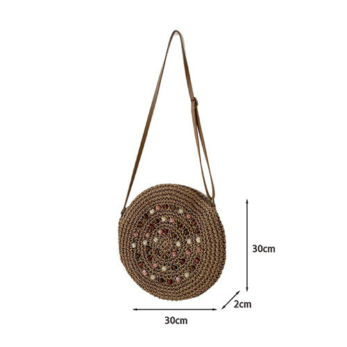 Round Straw Crossbody Bag - DippedShop Wholesale - #8323