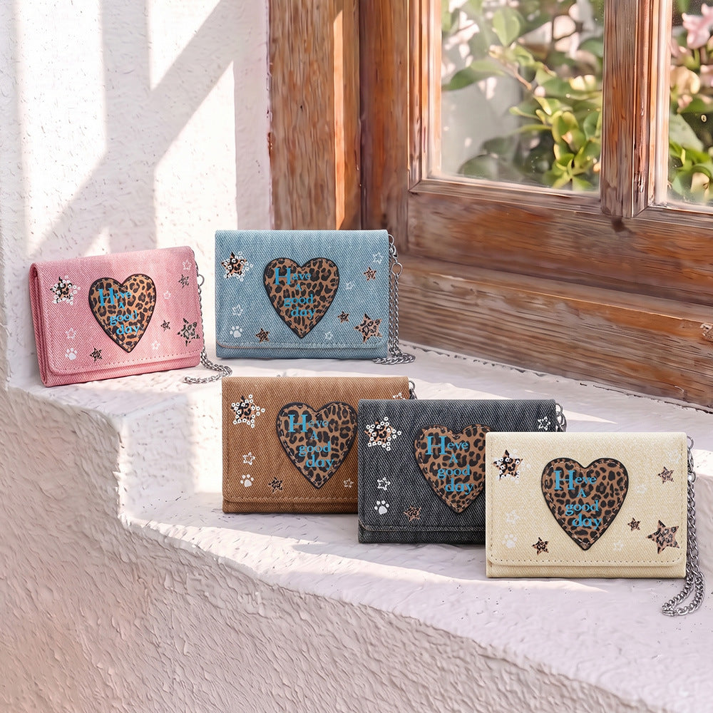 Leopard Print Heart Wallet - DippedShop Wholesale - #1859