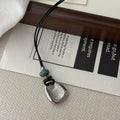 Natural Stones Metal Heart Pendant Necklace 6W6JNC687