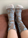 Floral Embossed Slouch Socks - DippedShop Wholesale - #1347