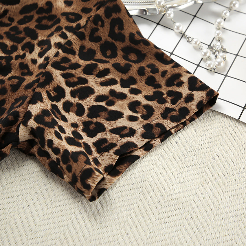 Leopard Print Lapel Sleepwear Set - DippedShop Wholesale - #2179
