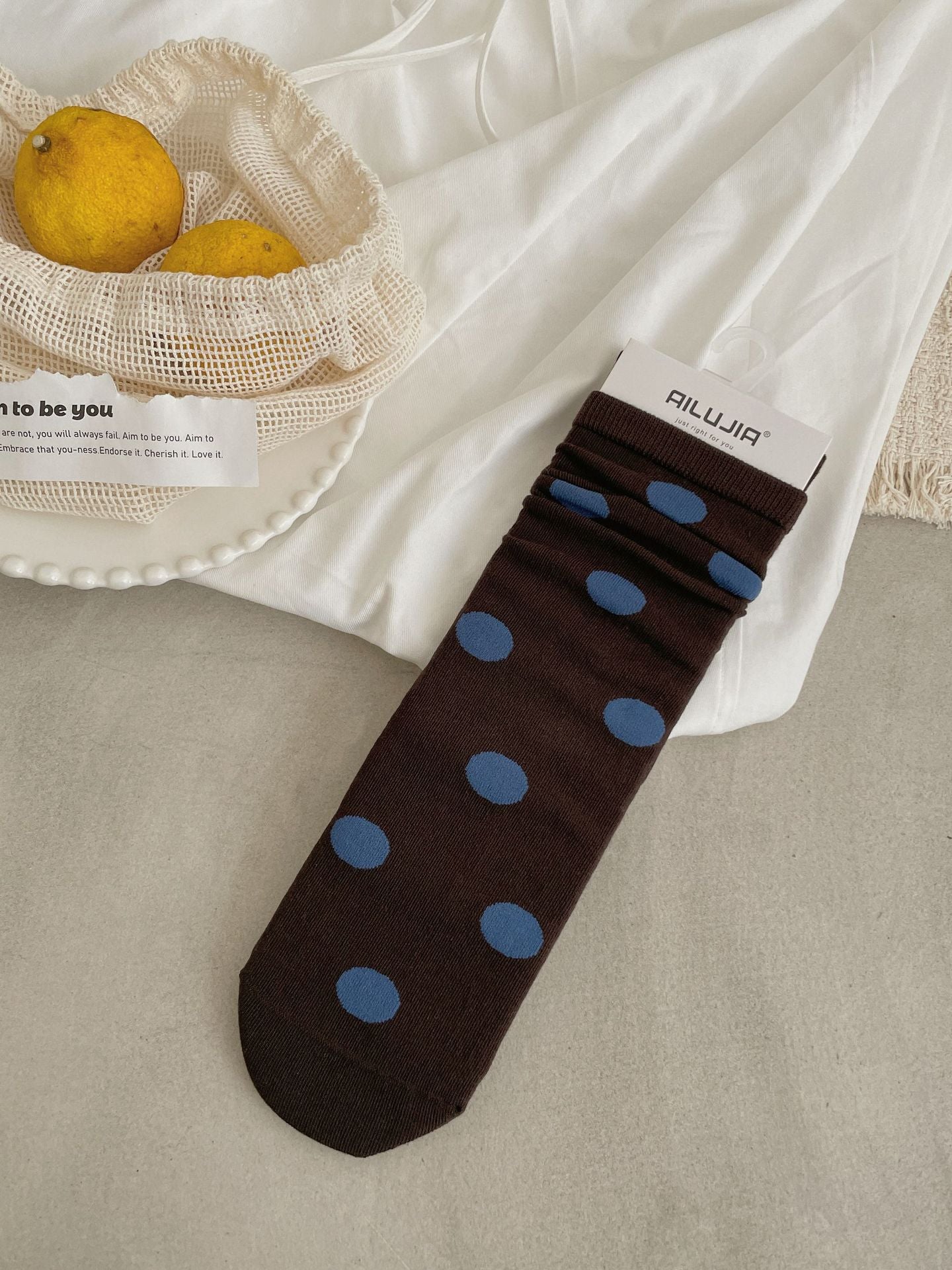 Vintage Polka Dot Soft Scrunch Socks 6W8FSO697