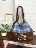 Plaid Drawstring Shoulder Bag - DippedShop Wholesale - #2899
