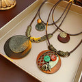 Vintage Metal Disc Pendant Double Layer Necklace 6W6JNC902