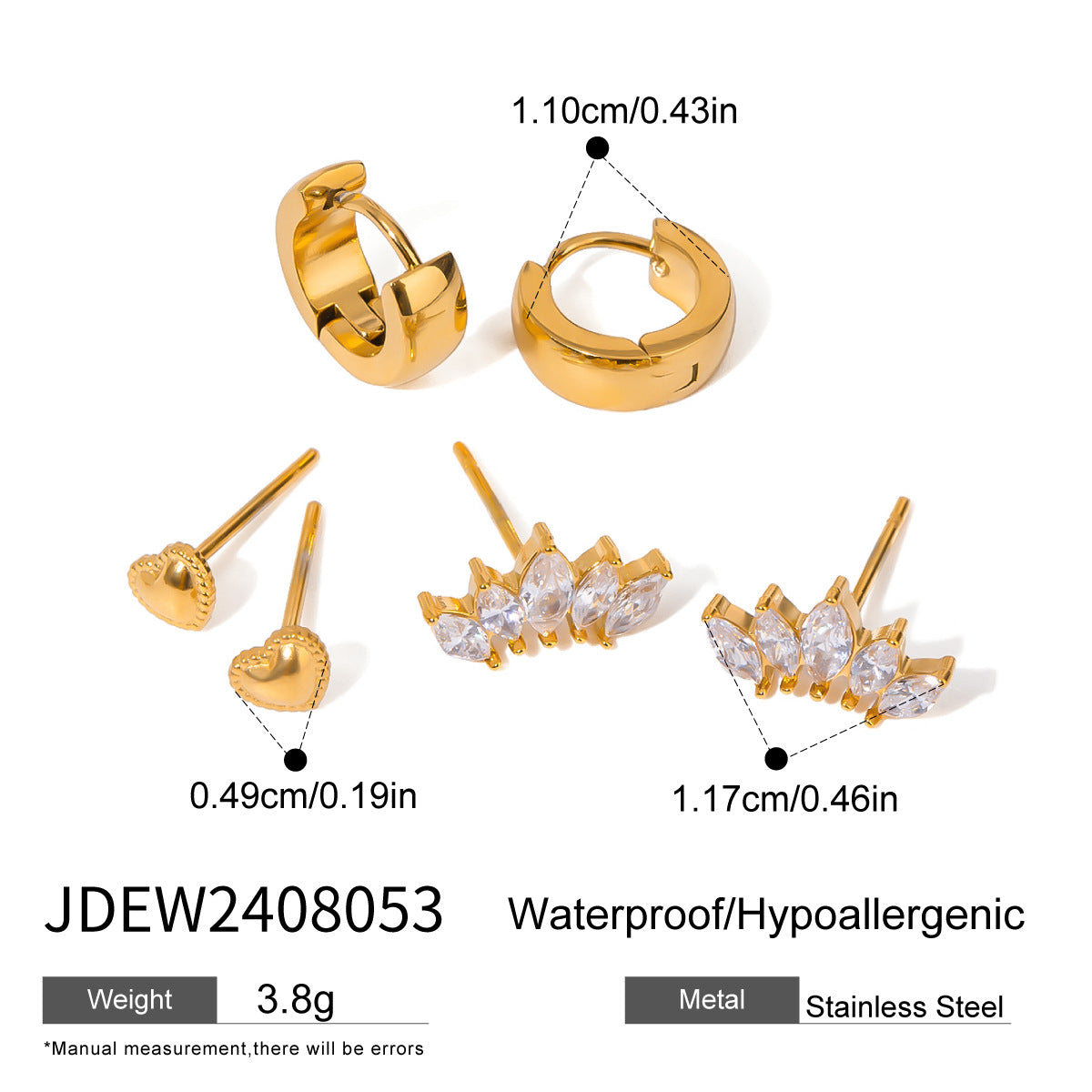 Gold Plated Rhinestone Hoops - DippedShop Wholesale - #0563