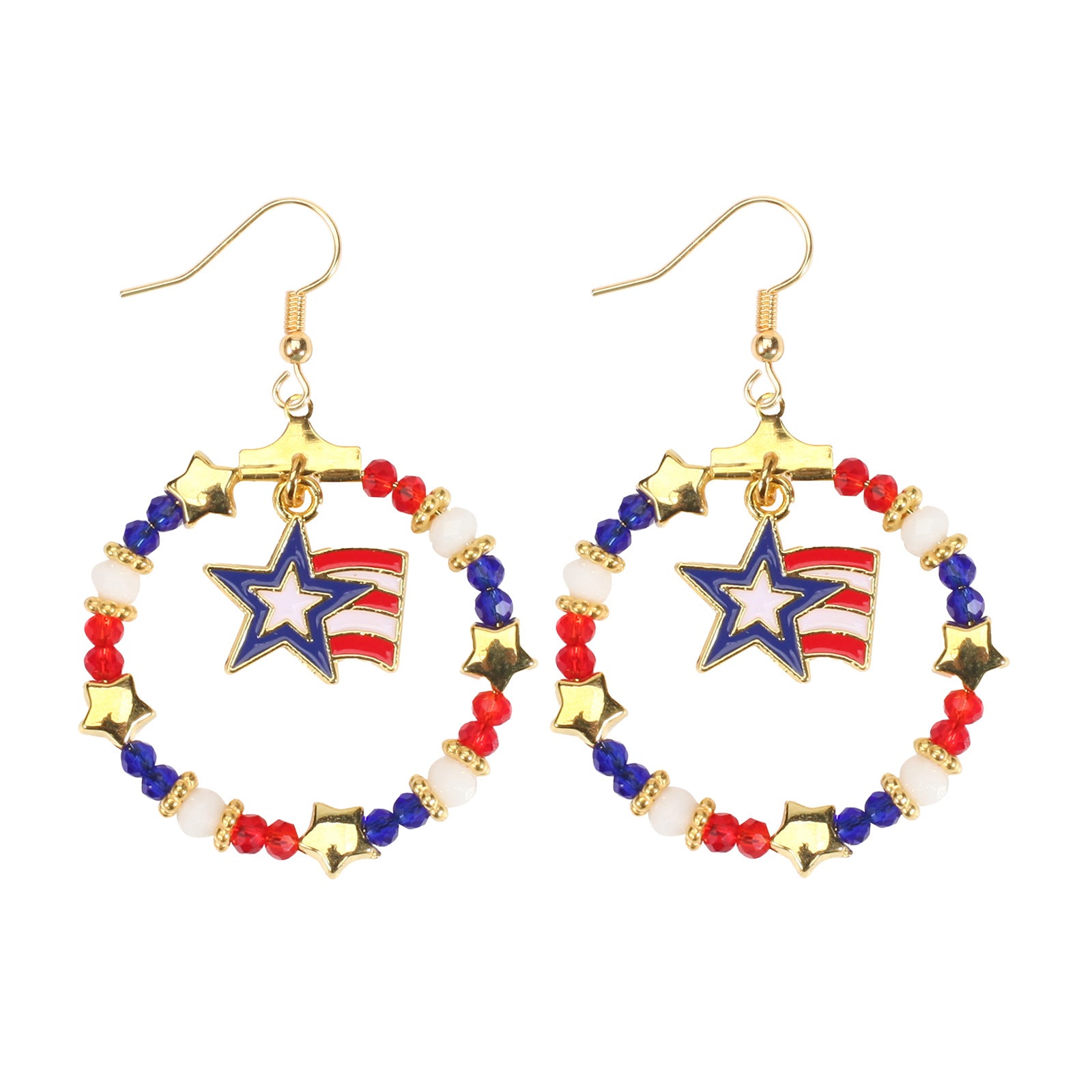 Retro Star Pendant Beaded Chain Frame Earring 8ZA6JER304L