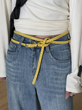 Stylish Double Layered Rivet Leather Belt 6W6JBT143