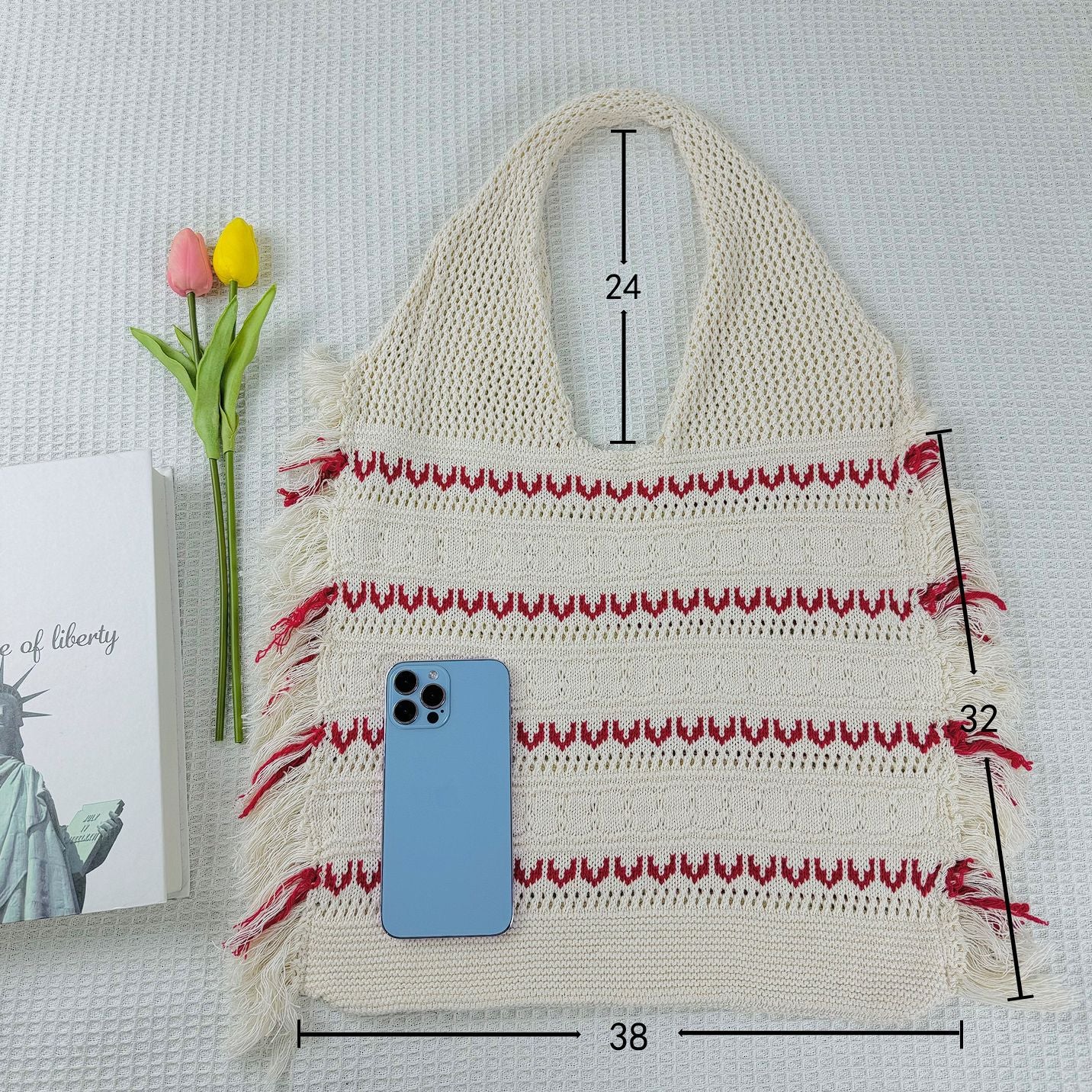 Color Block Tassel Beach Tote - DippedShop Wholesale - #3827