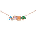 Elegant Gold Plated Ferris Wheel Castle Necklace 6W6JNC645