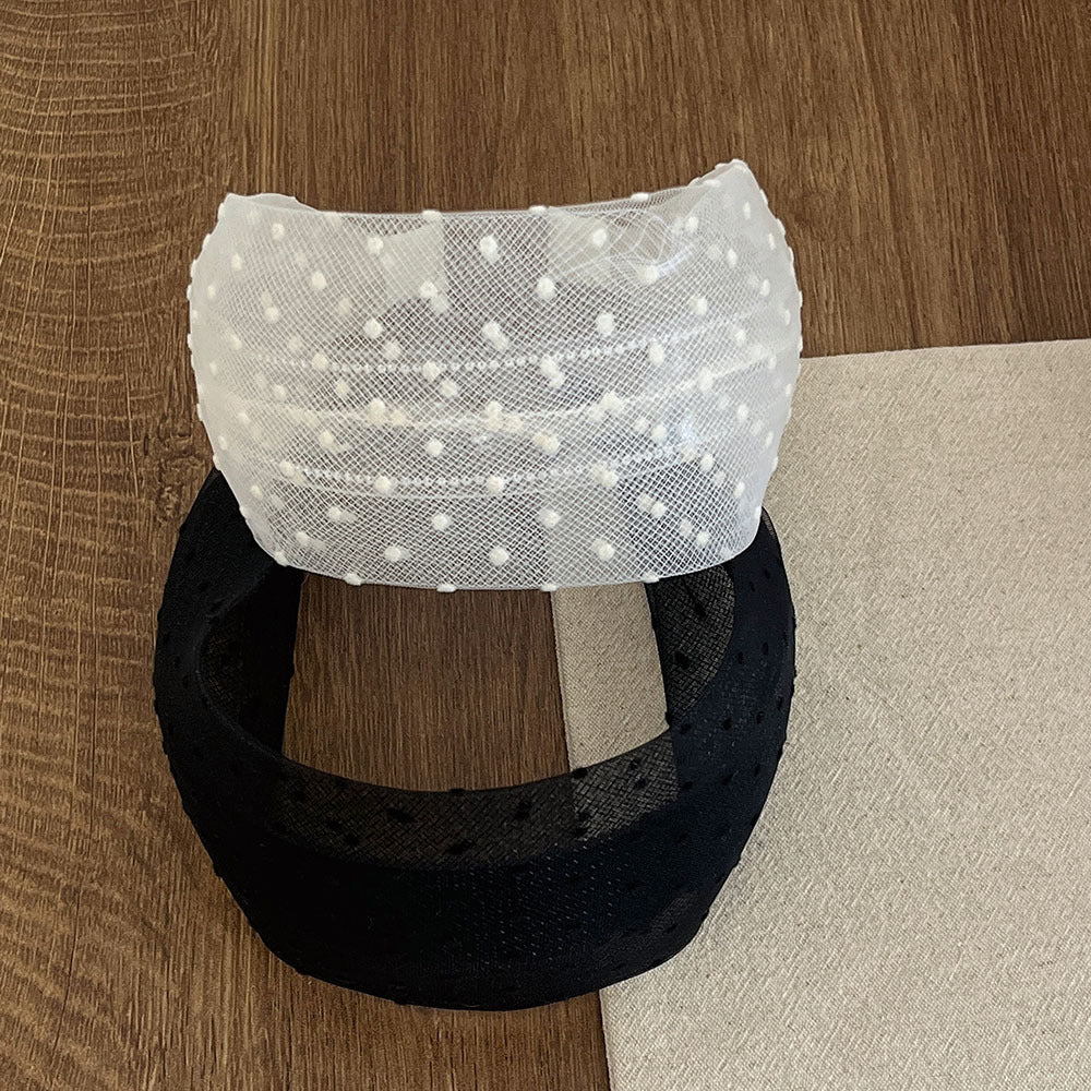 Elegant Polka Dots Lace Mesh Wide Headband 6W6HBD292