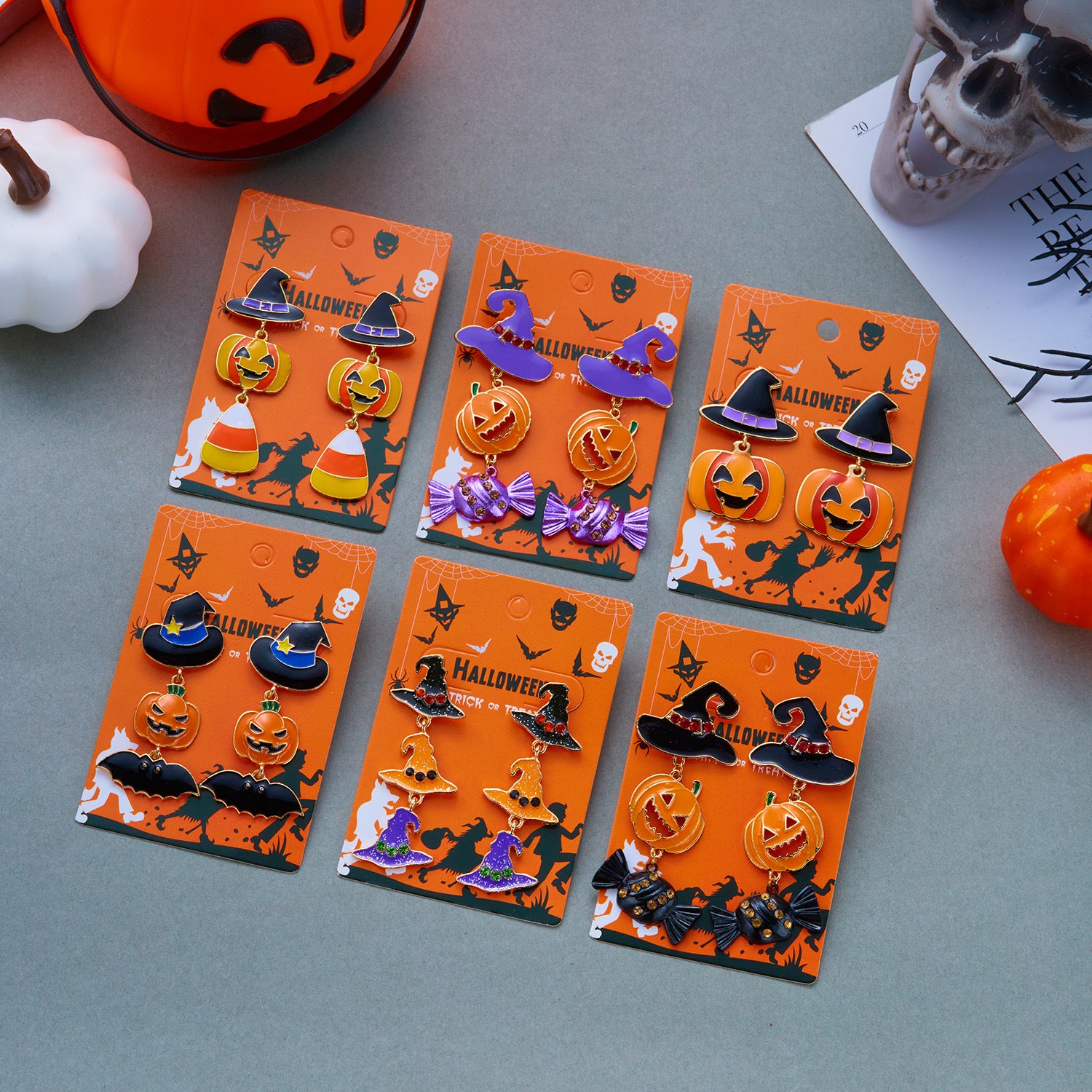 Creative Halloween Pumpkin Pendant Drop Earrings 6W6JER543
