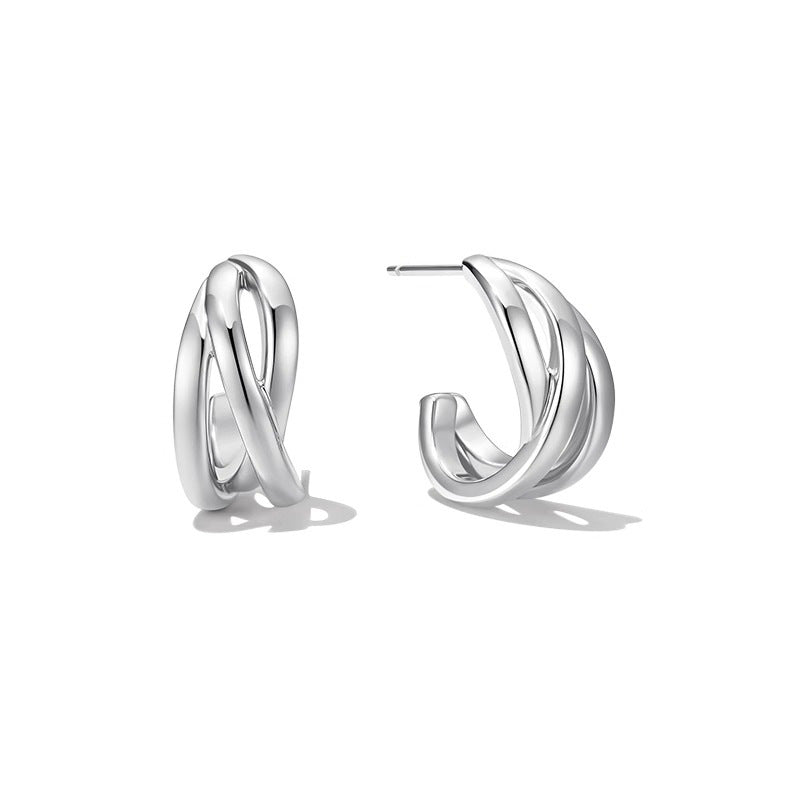 Irregular Twist Wavy Line C-shaped Earrings 6W6JER571