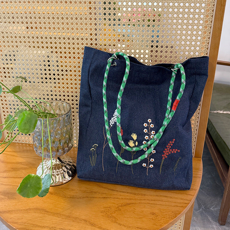 Vintage Floral Denim Tote - DippedShop Wholesale - #9283
