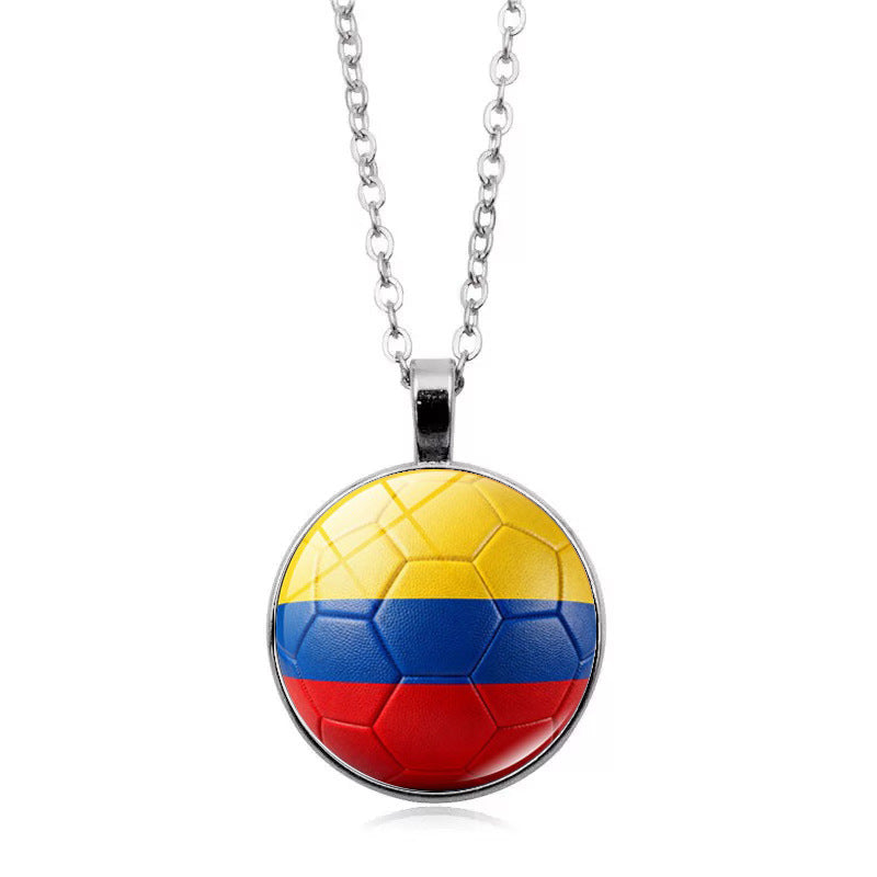 Stylish Country Flag Football Shape Pendant Necklace 8ZA6JNC279T
